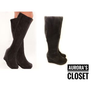 Steve Madden 8.5 Brown Suede Thigh Boots Wedge